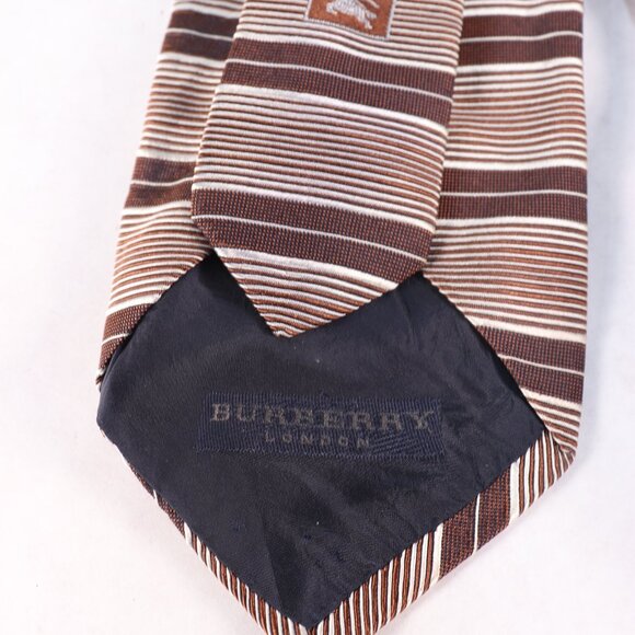 Burberry Men's Brown Stripe Silk Tie NWOT - Picture 2 of 5